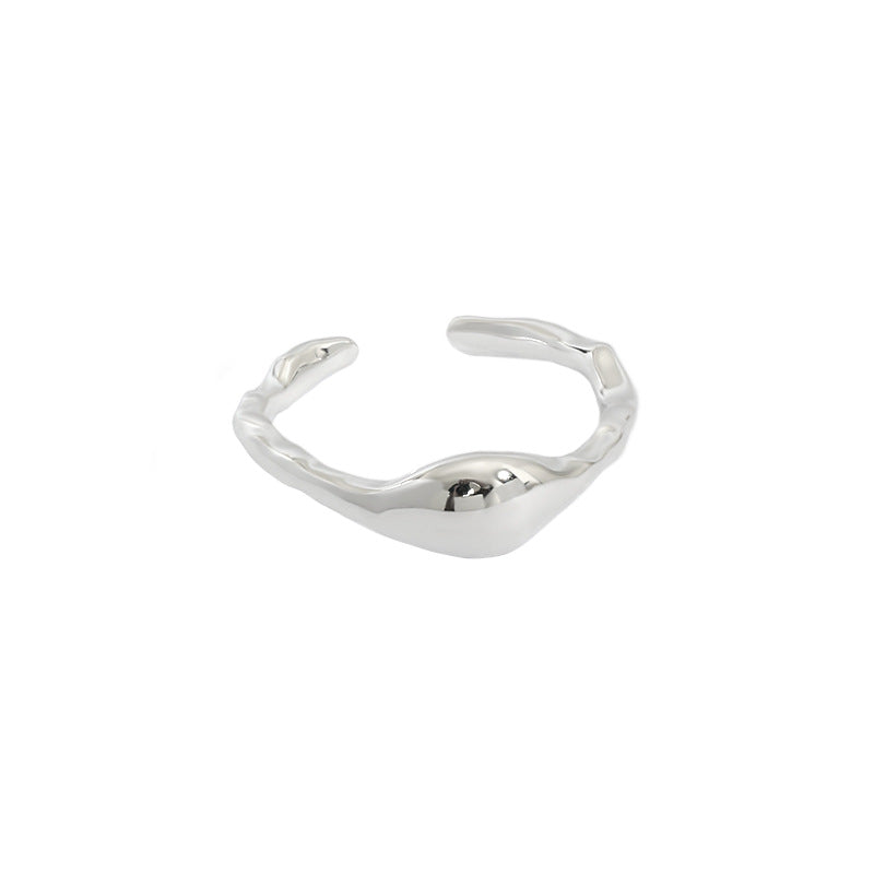 Fashion Irregular Stone 925 Sterling Silver Adjustable Ring