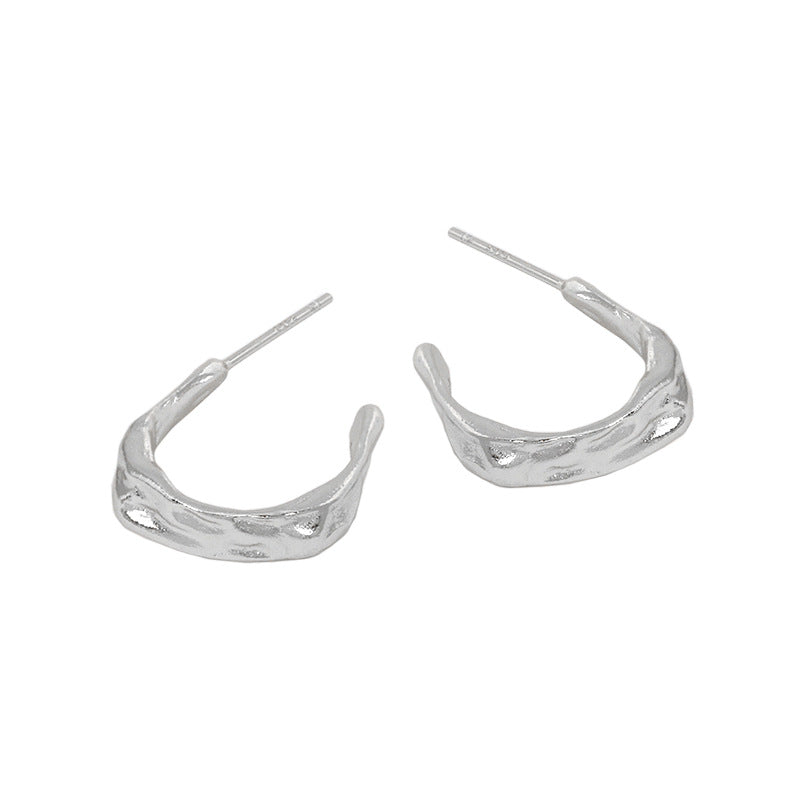 Geometry Irregular C Shape Casual 925 Sterling Silver Stud Earrings