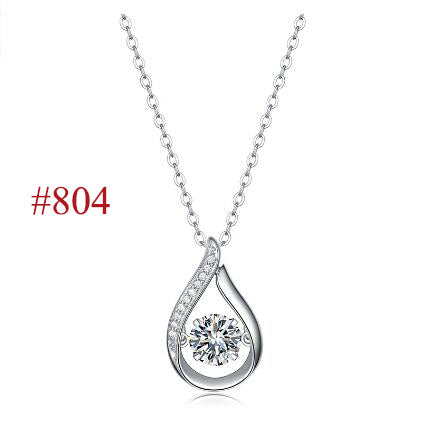 Holiday Moissanite CZ Waterdrop Round Flower 925 Sterling Silver Necklace