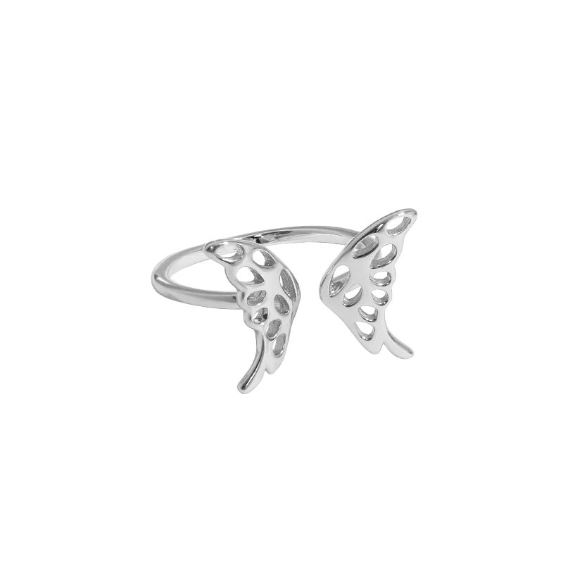 Beautiful Hollow Butterfly 925 Sterling Silver Adjustable Ring