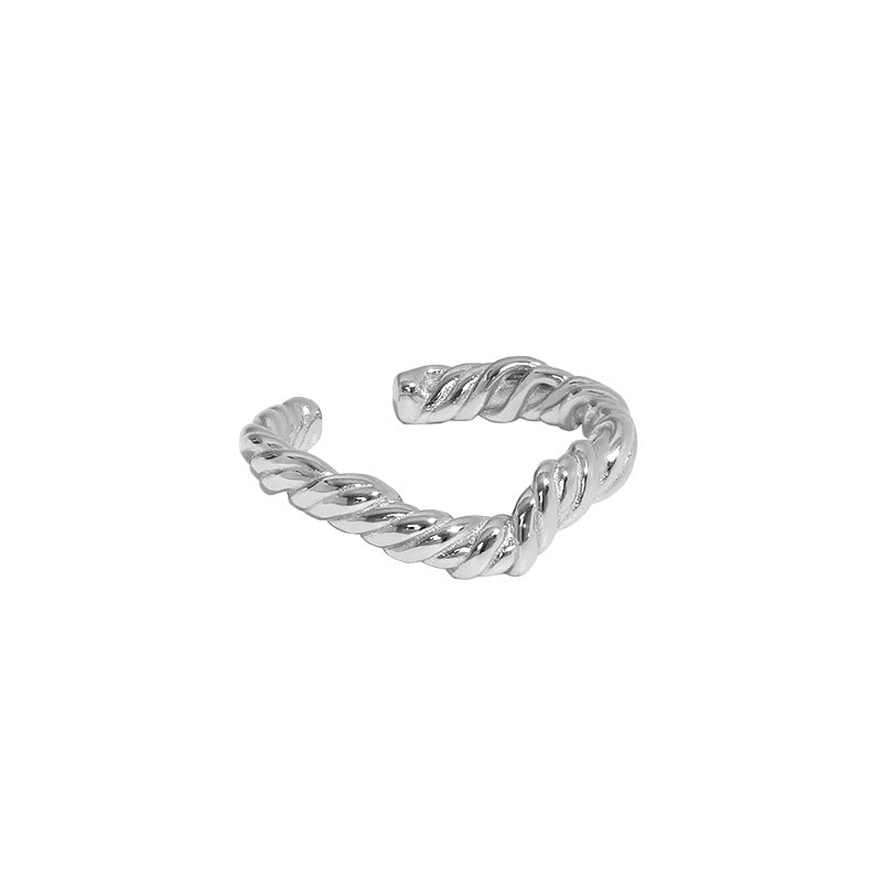 Minimalist Irregular Twisted 925 Sterling Silver Adjustable Ring