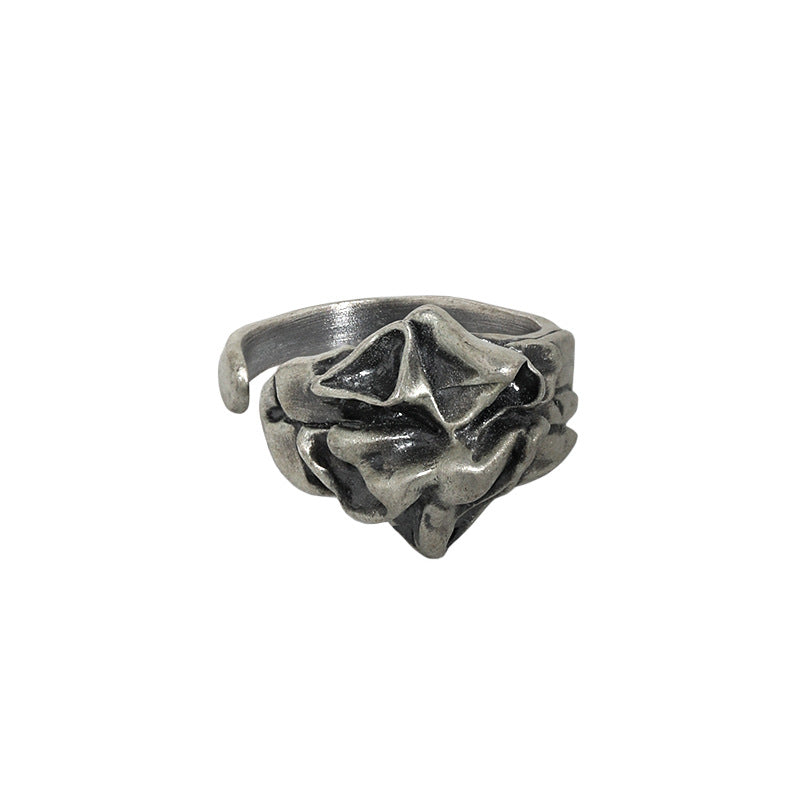 Vintage Irregular Folding Paper 925 Sterling Silver Adjustable Ring