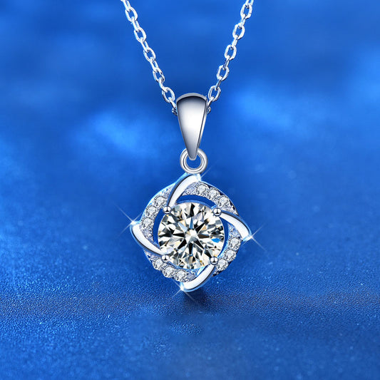 Friend's Moissanite CZ Windmill 925 Sterling Silver Necklace