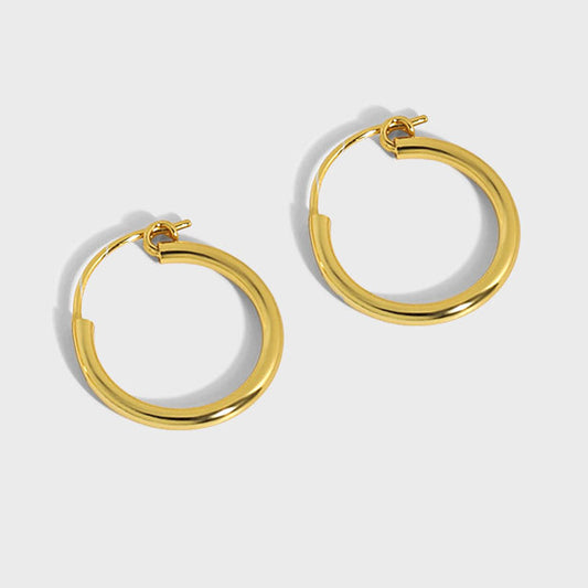 Simple Geometry Tiny Circle 925 Sterling Silver Hoop Earrings