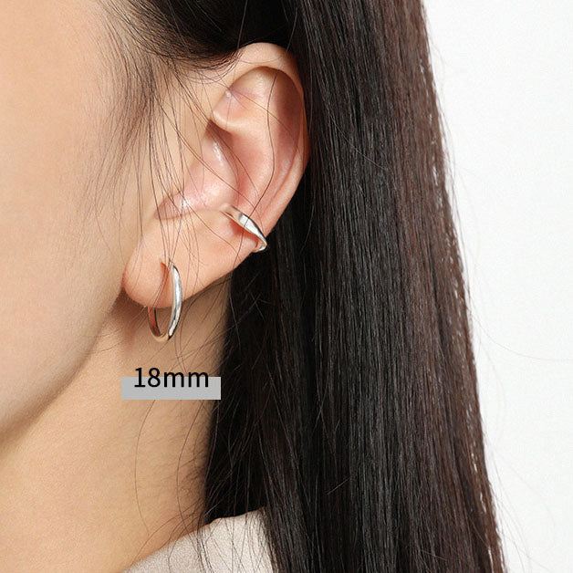 Simple Geometry Tiny Circle 925 Sterling Silver Hoop Earrings