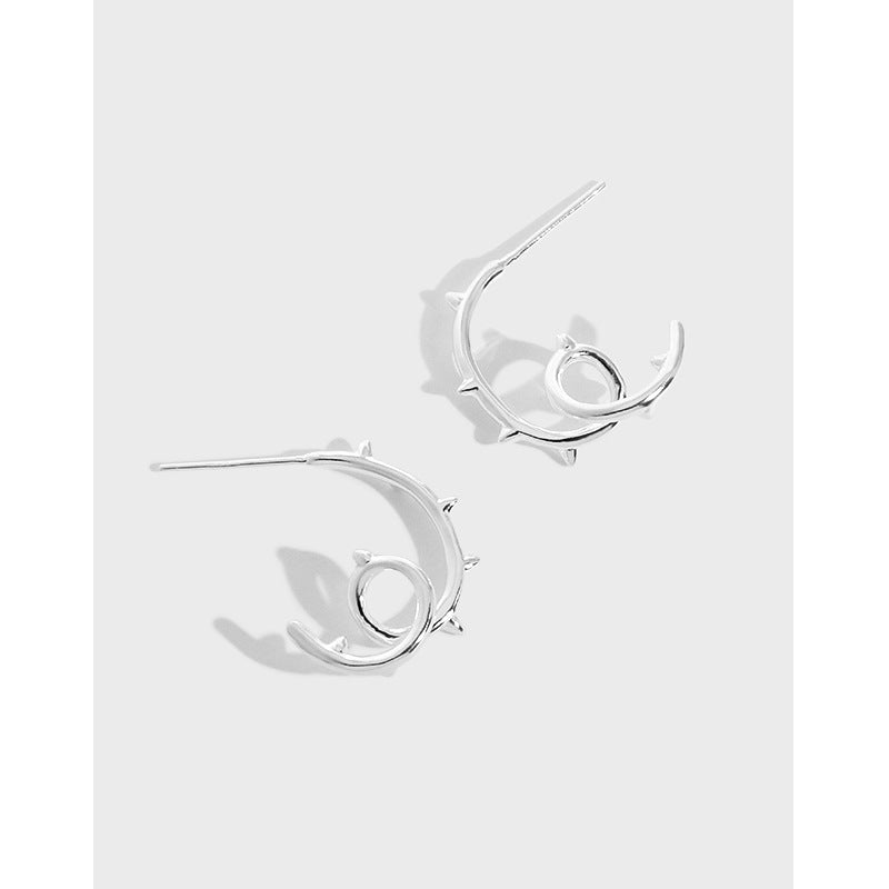 Simple Rivet Twisted Tree Branch 925 Sterling Silver Stud Earrings