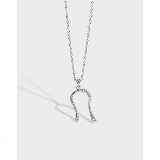 Simple Letter U Shape 925 Sterling Silver Necklace