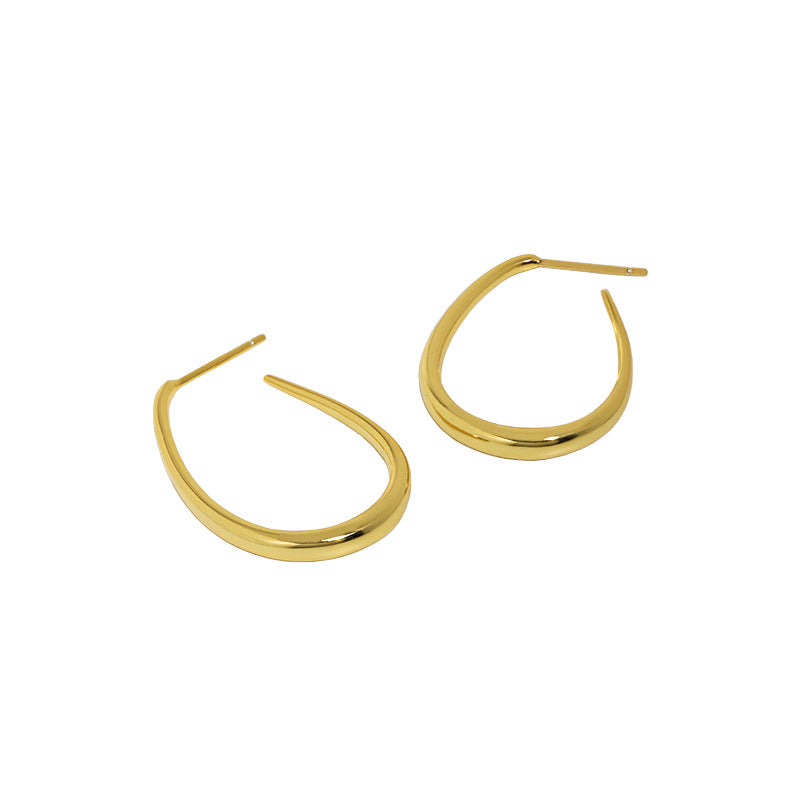 Simple Letter U Shape 925 Sterling Silver Hoop Earrings