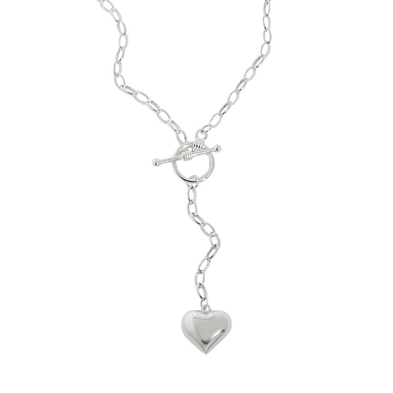 Women OT Shape Heart Tassels 925 Sterling Silver Necklace