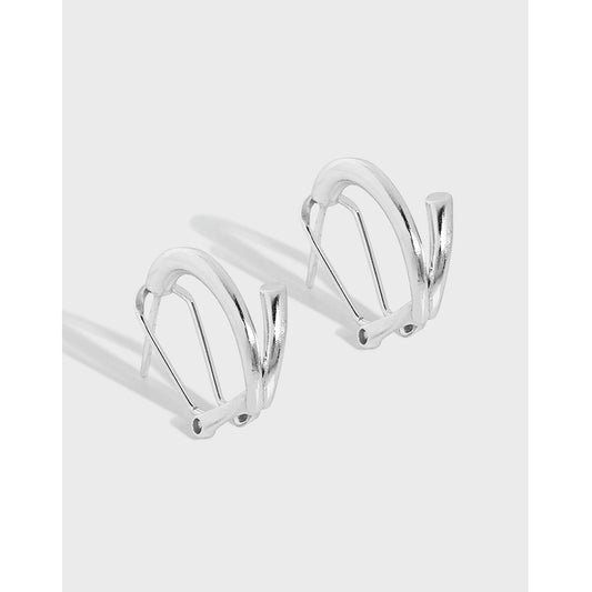 Simple Lines Circle Students 925 Sterling Silver Hoop Earrings