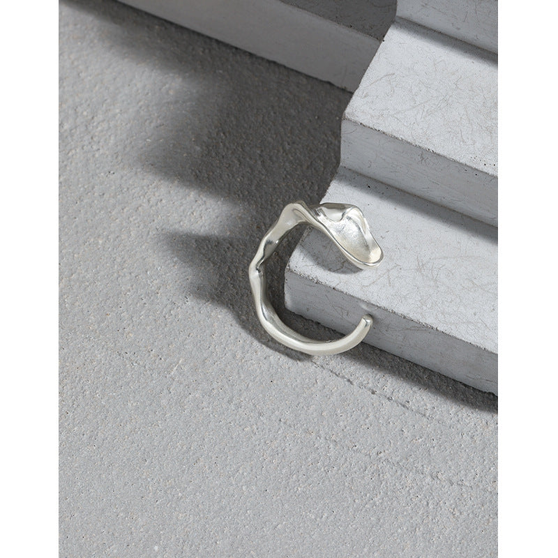 Fashion Irregular Calla Lily 925 Sterling Silver Adjustable Ring