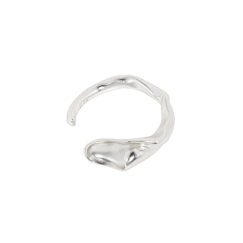 Fashion Irregular Calla Lily 925 Sterling Silver Adjustable Ring