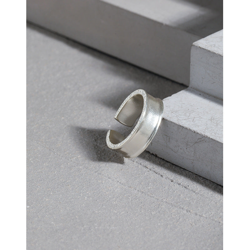 Minimalist Shining Border 925 Sterling Silver Adjustable Ring