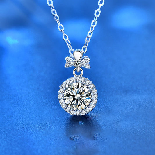 Gift Round Moissanite CZ Perfume Bottle 925 Sterling Silver Necklace