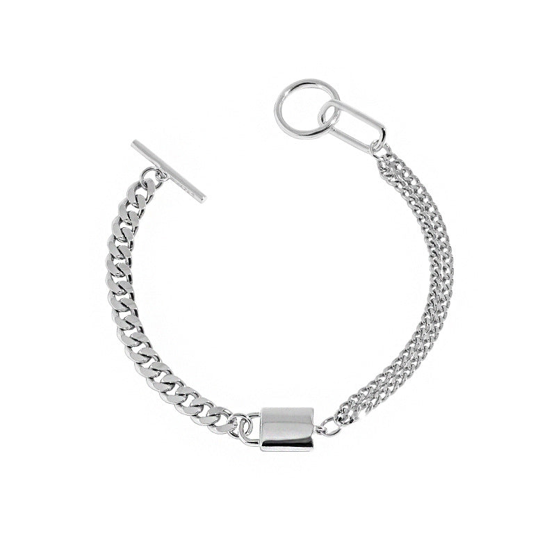 Asymmetry Curb Chain OT 925 Sterling Silver Bracelet