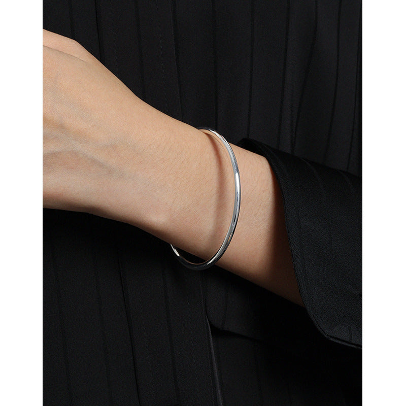 Simple 3.2mm Geometry No Plating 925 Sterling Silver Bangle