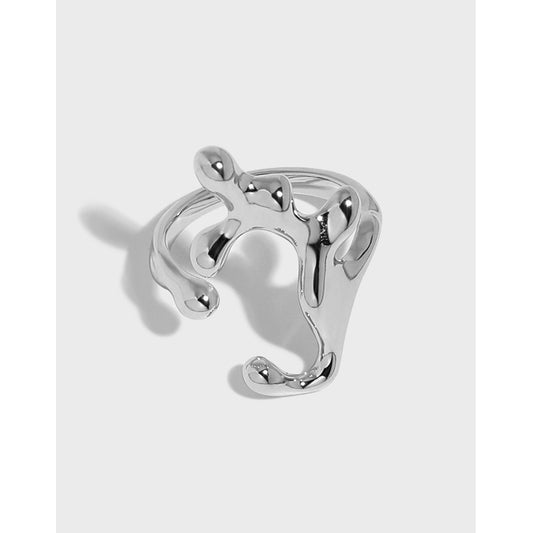 Modern Irregular Lava Flame 925 Sterling Silver Adjustable Ring