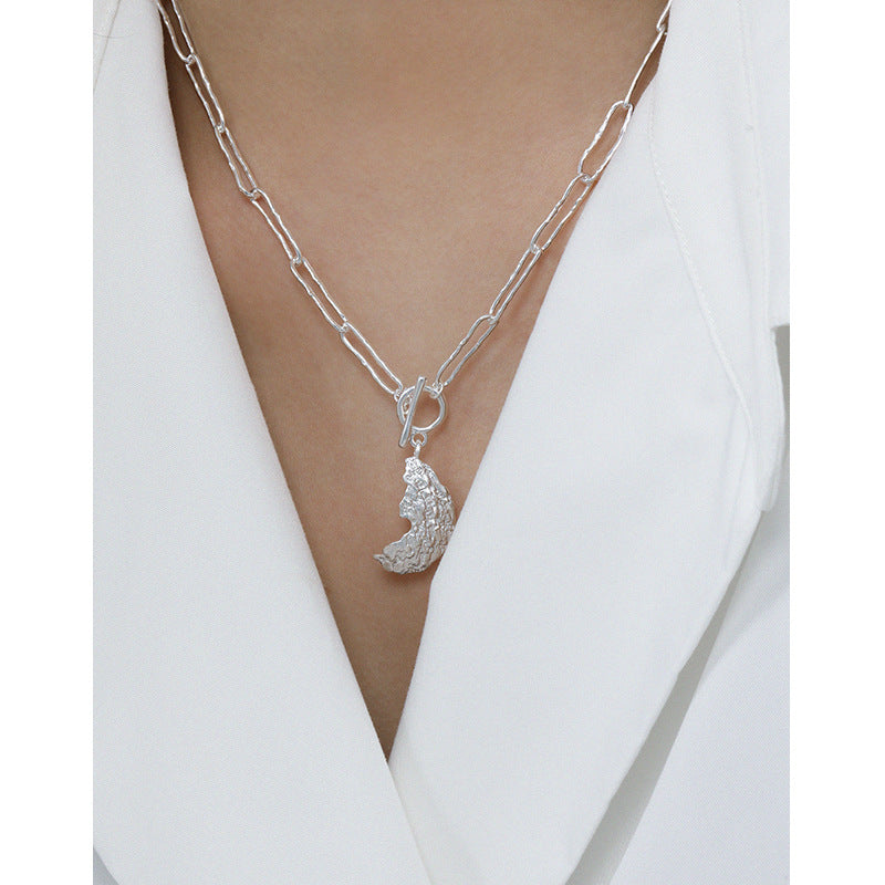 Casual Irregular Crescent Moon OT 925 Sterling Silver Necklace