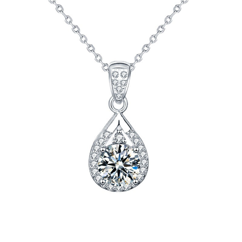 Holiday Waterdrop Moissanite CZ 925 Sterling Silver Necklace