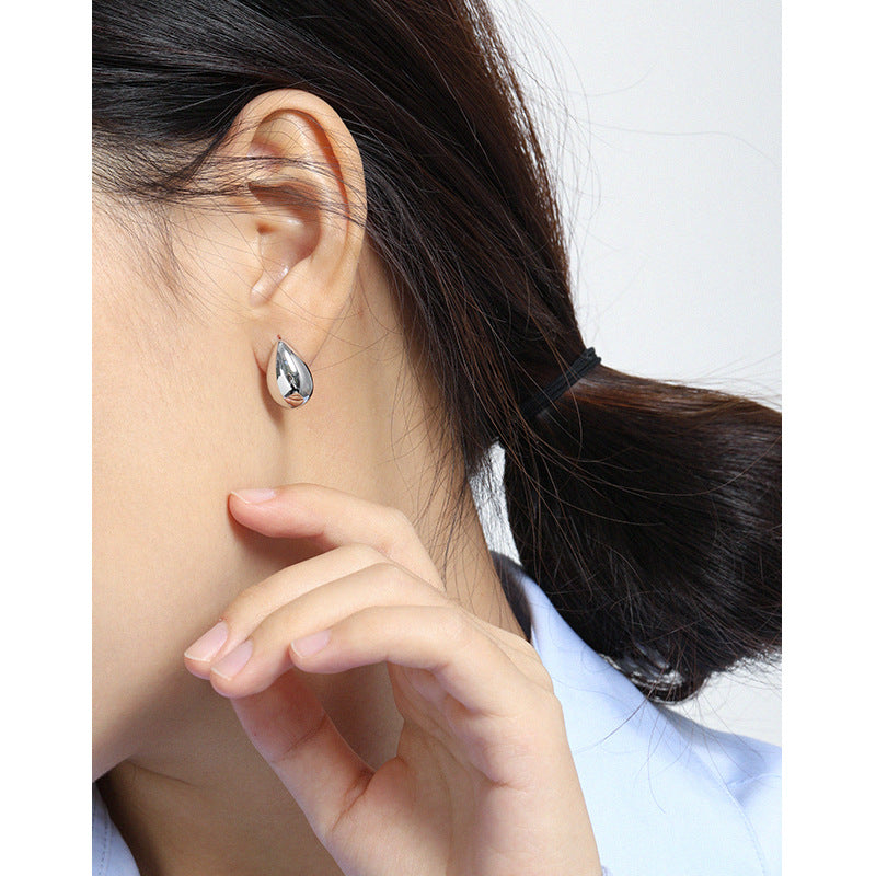 Holiday Simple Waterdrop 925 Sterling Silver Stud Earrings