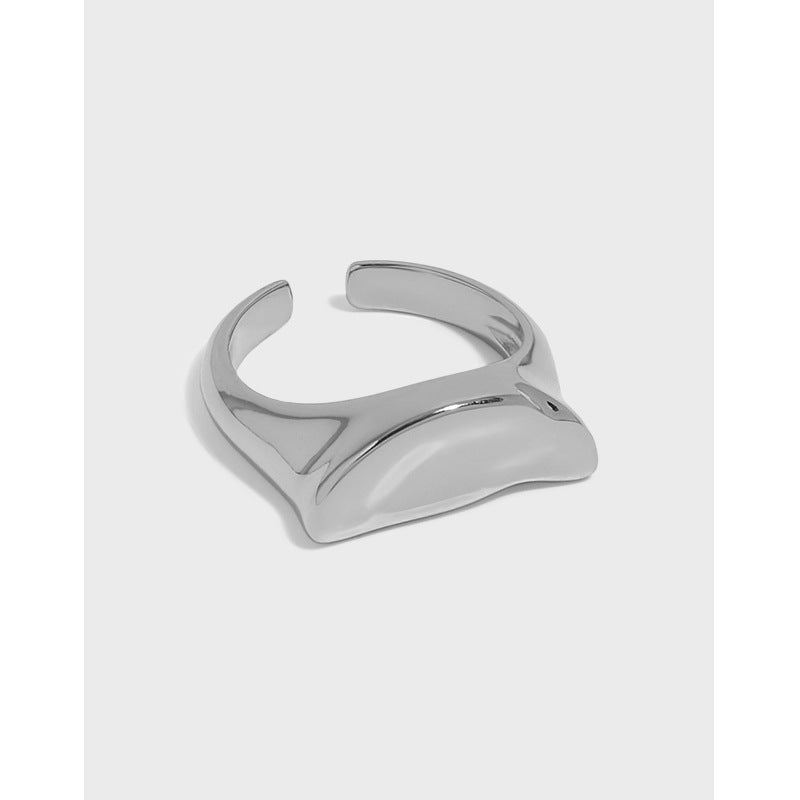 Minimalist Geometry Moon 925 Sterling Silver Adjustable Ring