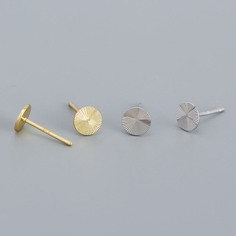 Geometry Round CNC Lathe 925 Sterling Silver Stud Earrings