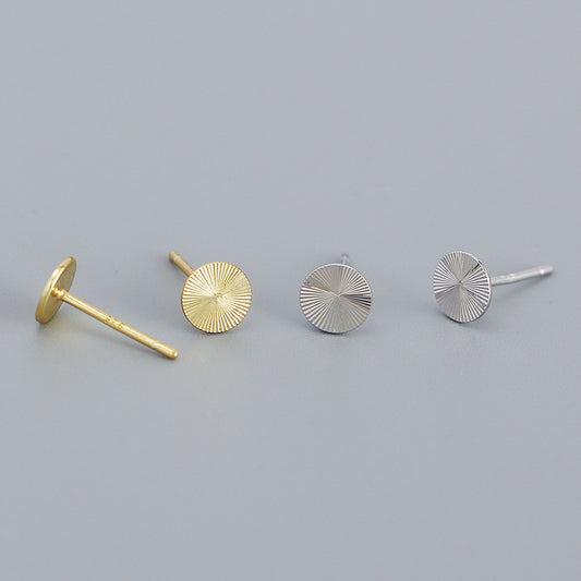 Geometry Round CNC Lathe 925 Sterling Silver Stud Earrings