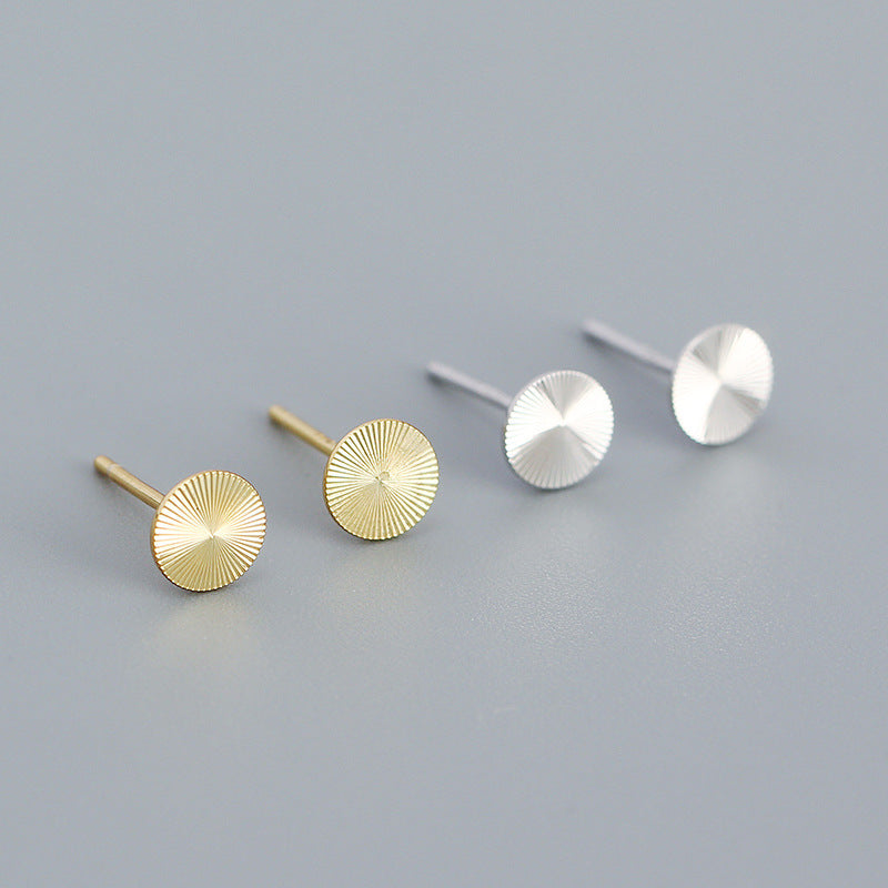 Geometry Round CNC Lathe 925 Sterling Silver Stud Earrings