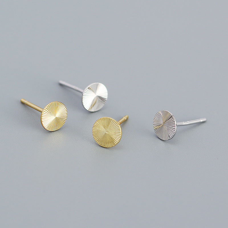 Geometry Round CNC Lathe 925 Sterling Silver Stud Earrings