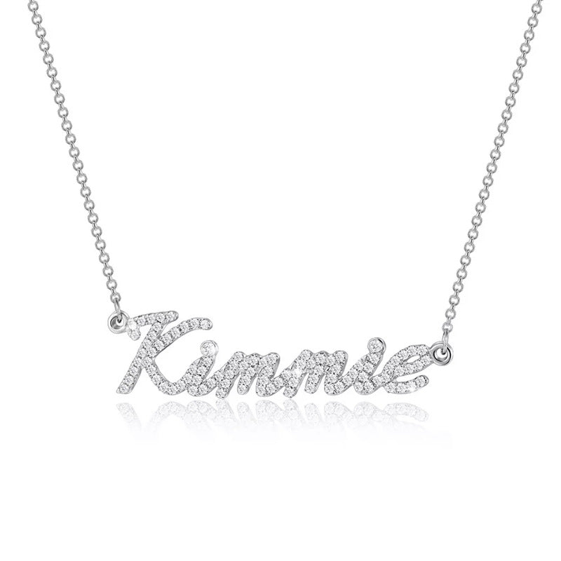 Fashion Kimmie CZ Letters 925 Sterling Silver Necklace