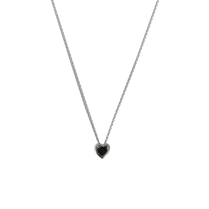 Lady Black Heart 925 Sterling Silver Necklace