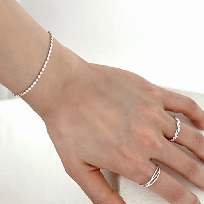 Fashion Flat Beads Chain Geometry 925 Sterling Silver Bracelet