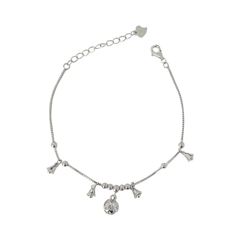 Casual  Christmas Bell Balls 925 Sterling Silver Anklet/Bracelet