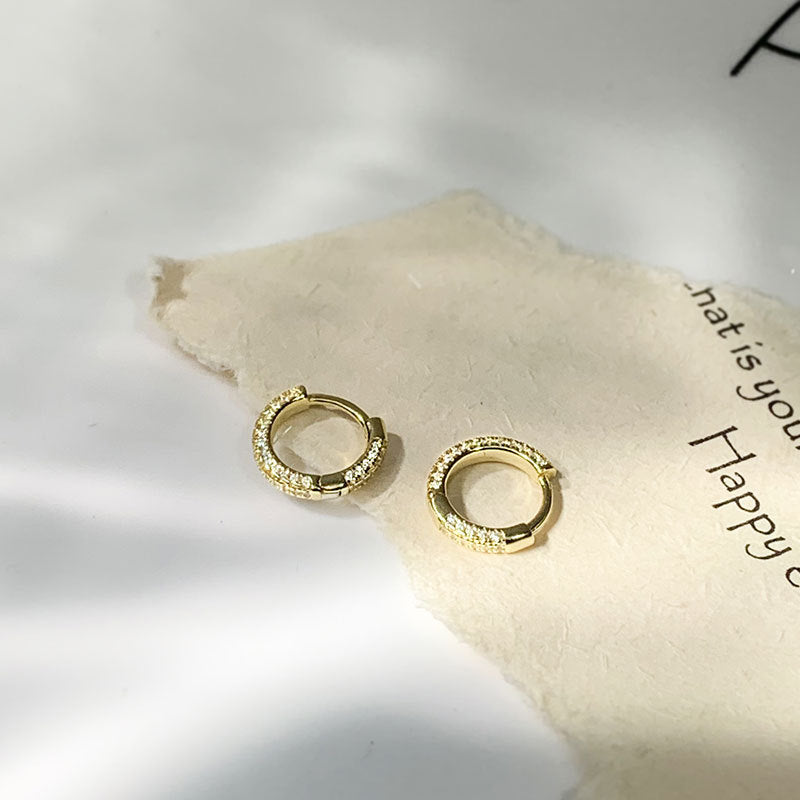 Office Micro Setting Mini Circles 925 Sterling Silver Hoop Earrings