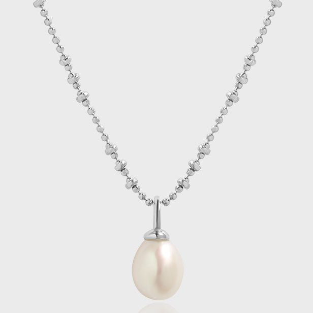 Women Waterdrop Natural Pearl 925 Sterling Silver Necklace