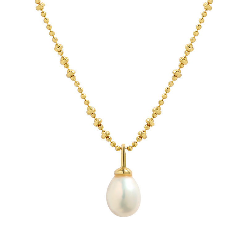 Women Waterdrop Natural Pearl 925 Sterling Silver Necklace