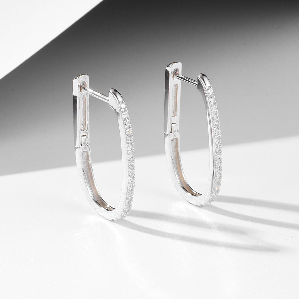 Friend's Letter U Shape 925 Sterling Silver Hoop Earrings