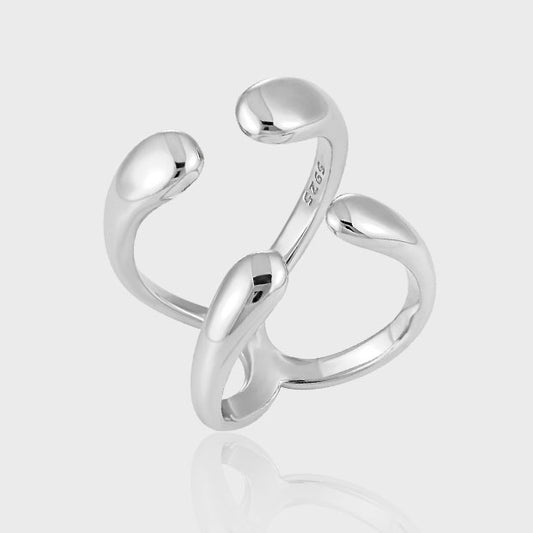 Modern Letter X Cross 925 Sterling Silver Adjustable Ring