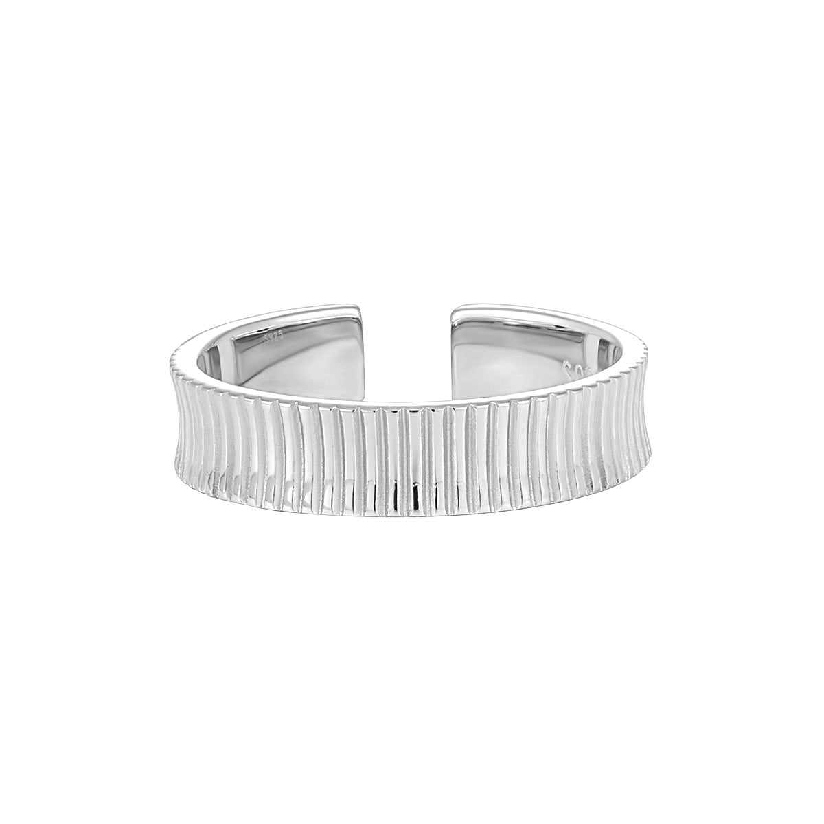 Simple Vertical Stripes 925 Sterling Silver Adjustable Ring