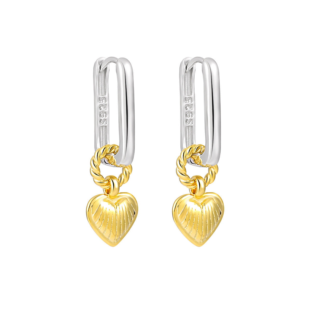 Hot Sale Twisted Heart 925 Sterling Silver Leverback Dangling Earrings