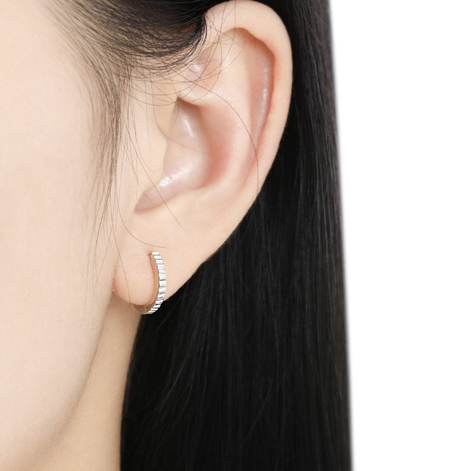 Geometry Round Irregular Gear 925 Sterling Silver Hoop Earrings