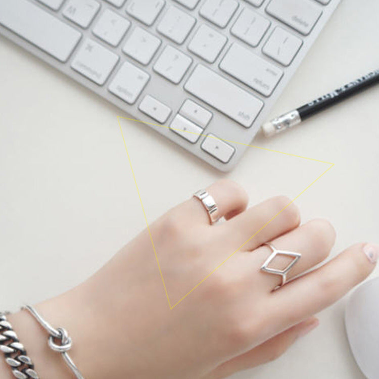 Geometric Block Connect 925 Sterling Silver Adjustable Ring