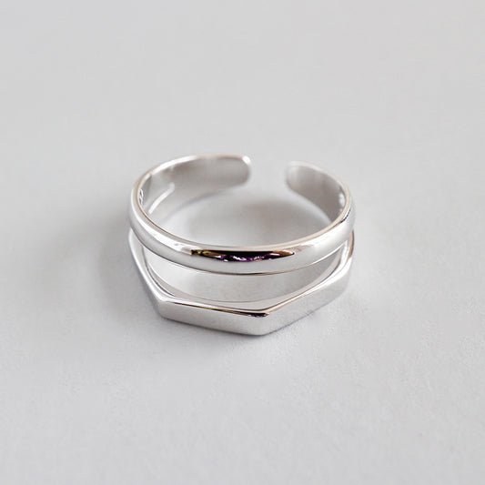 CHIC Double 925 Sterling Silver Adjustable Ring