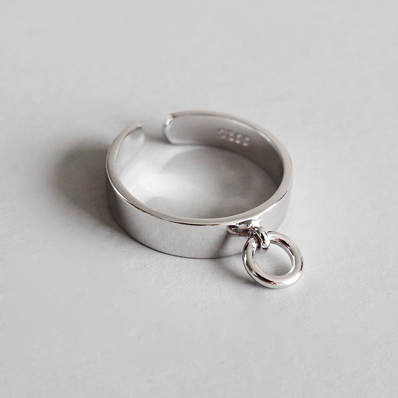 Simple Geometric Chic Circle 925 Sterling Silver Adjustable Ring