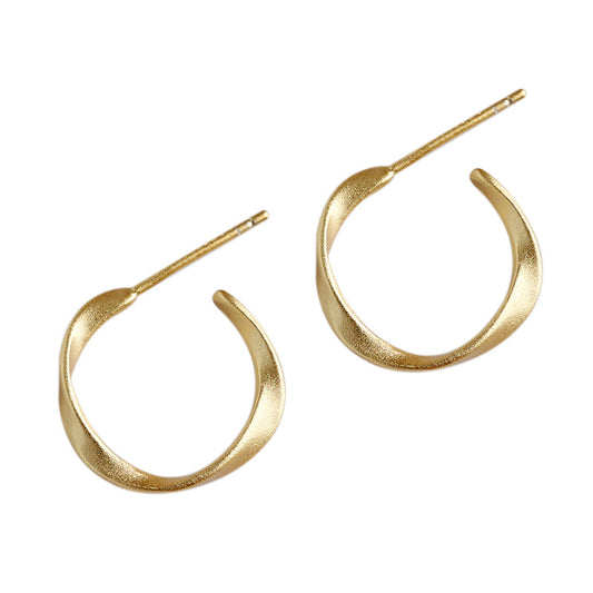 Simple Twisting 925 Sterling Silver Hoop Earrings