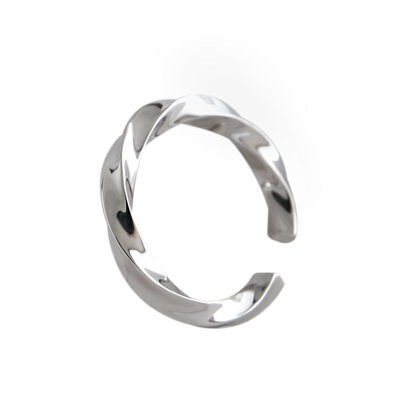 Simple Twisted 925 Sterling Silver Adjustable Ring