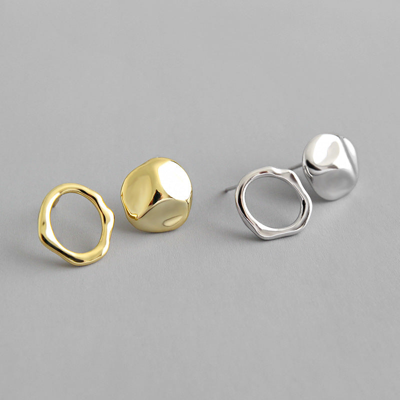 Asymmetric Irregular Geometry 925 Sterling Silver Stud Earrings