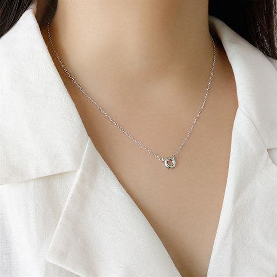 Simple Geometry Circle 925 Sterling Silver Necklace