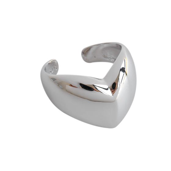 Masculine Big Heart Love 925 Sterling Silver Adjustable Ring