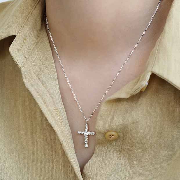 Holy Irregular Cross 925 Sterling Silver Necklace